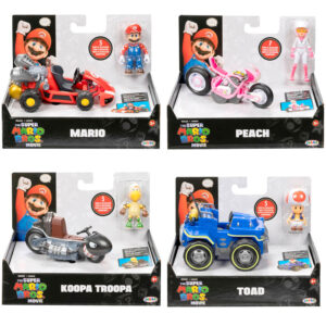 Vehiculo + figura Super Mario Bros La Pelicula Mario Kart 6cm surtido PACK 6 uds