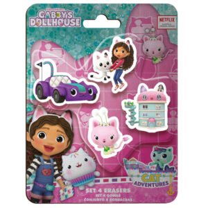 Blister 4 Gomas de borrar La Casa de Muñecas de Gabby PACK 12 uds