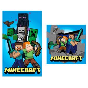 Set 2 toallas baño Minecraft algodon PACK 12 uds