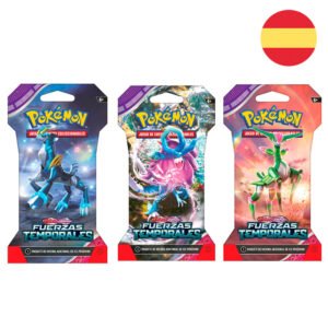 Sobre juego cartas coleccionables Fuerzas Temporales Escarlata y Purpura Pokemon español surtido PACK 24 uds