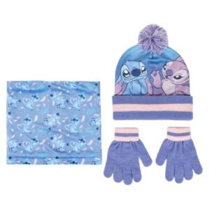 Conjunto Infantil gorro guantes braga cuello Stitch Disney PACK 6 uds