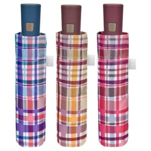 Paraguas plegable automatico cuadro escoces 54cm surtido PACK 6 uds